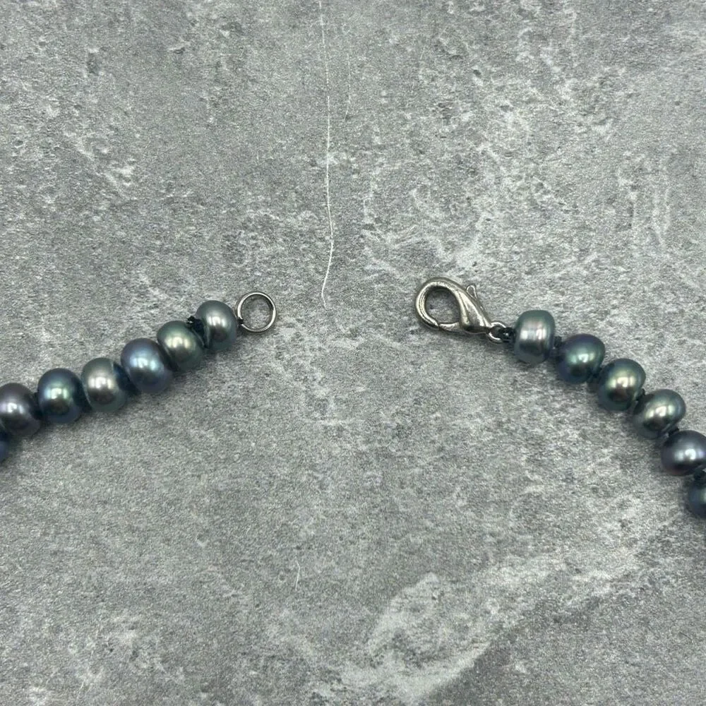 NWOT Natural Real Fresh Water Womens Blue Purple Pearl Bead Necklace 17.5 in